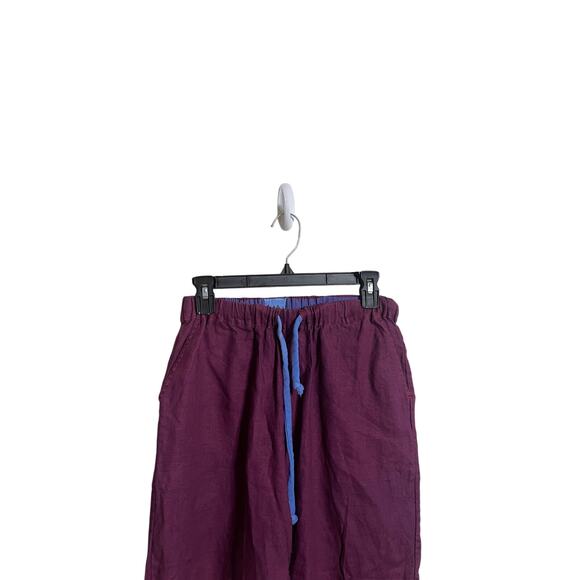 LWN Los Angeles Burgundy Cotton Pants Drawstrings Womans Medium - Picture 4 of 9